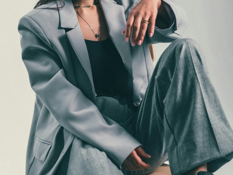 woman in gray suit